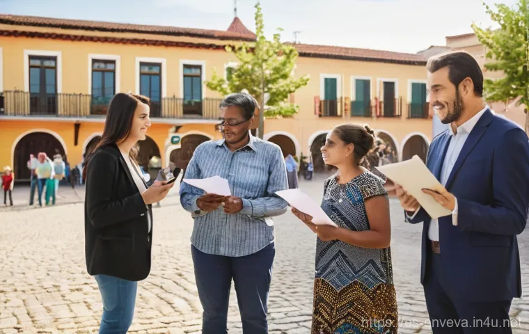 환경영향평가 보고서 작성 팁 - **Prompt:** A vibrant, multi-generational community meeting taking place in a brightly lit, open-air...