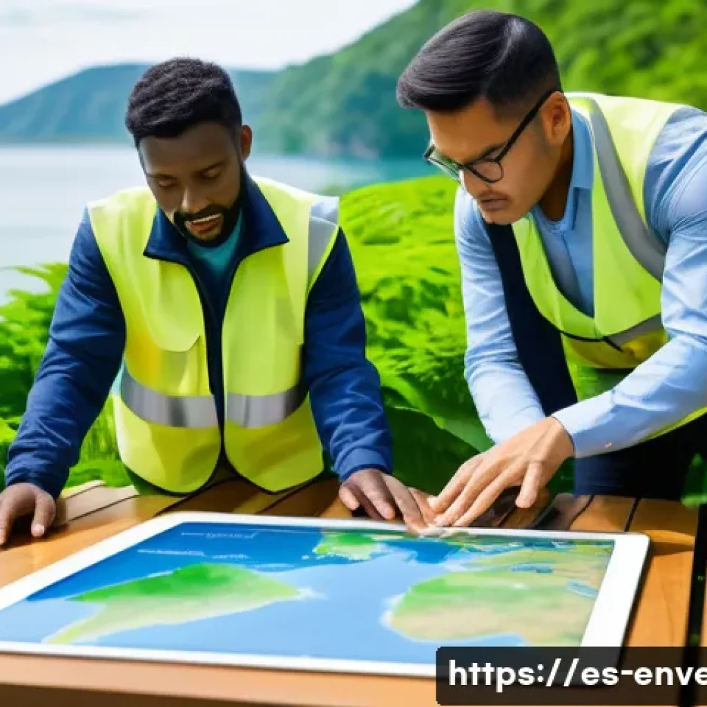 환경영향평가 보고서 작성 요령 - **Prompt:** A diverse team of professional environmental consultants and engineers, including men an...