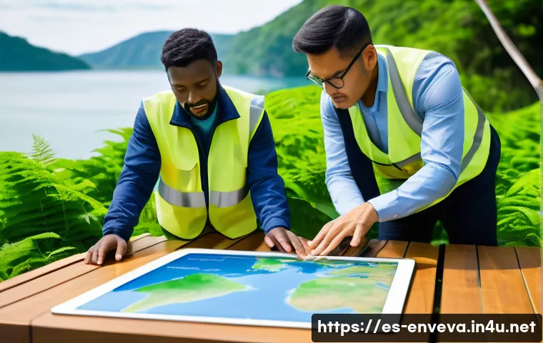 환경영향평가 보고서 작성 요령 - **Prompt:** A diverse team of professional environmental consultants and engineers, including men an...